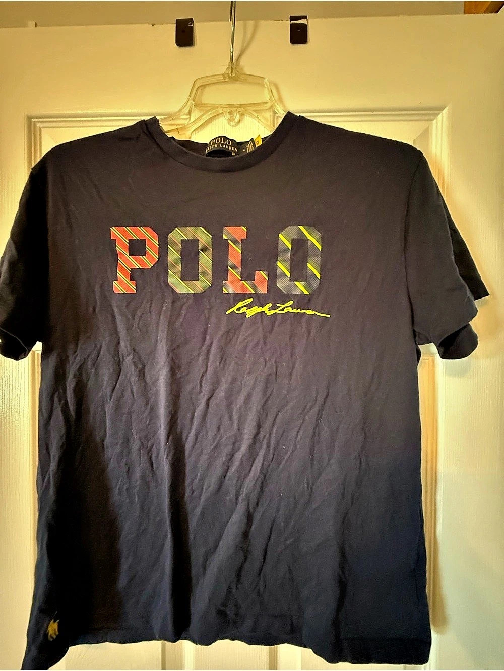 Polo Ralph Lauren Plaid-Logo Jersey T-Shirt Graphic Tee in Navy